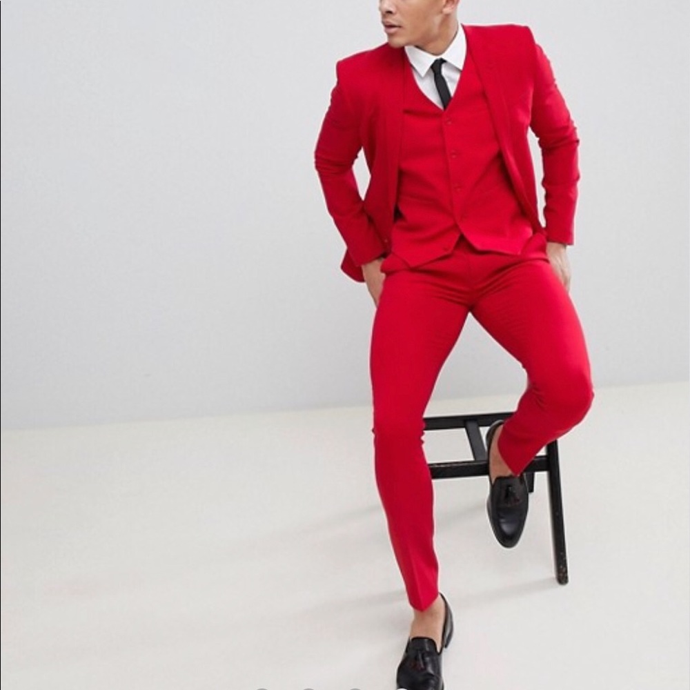 Red Suit Jacket Size 44  and Pants Size 36x30